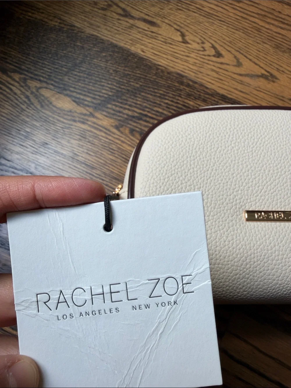 NWT Rachel Zoe Cosmetic Pouch w Brown Trim